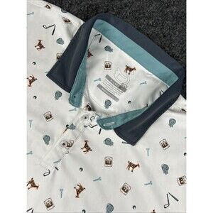 Swannies Polo Shirt Men’s XL Golf White AOP GOAT Drinks Performance